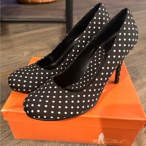 Bonnibel Black and White Polka Dot Heels